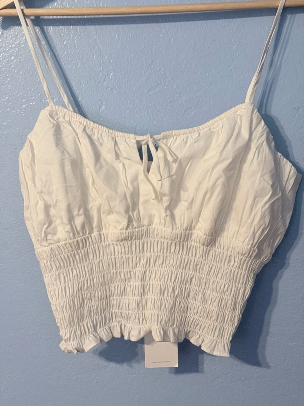 Wayf Cream Smocked Cami Top
